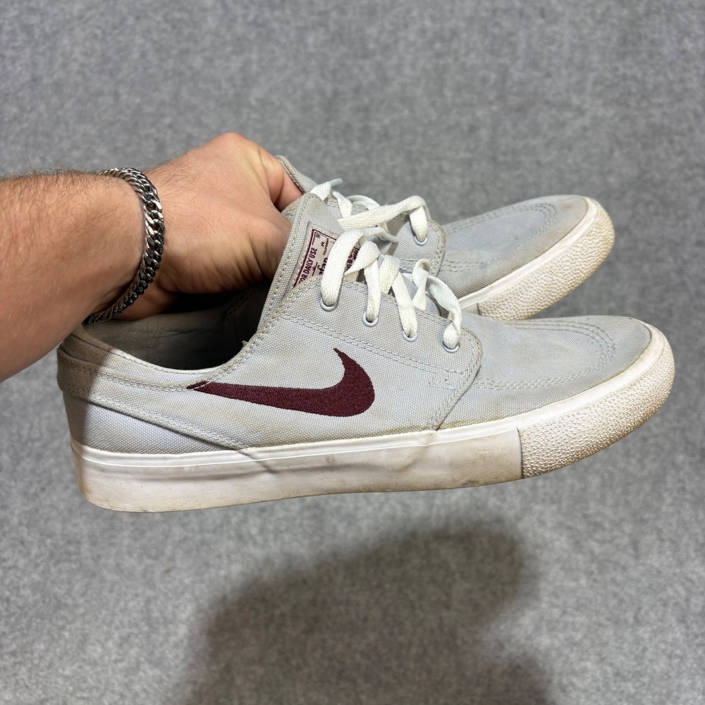 Nike SB Stefan Janoski Canvas Grey Burgundy Skate Shoes AR7718-009 Mens 9